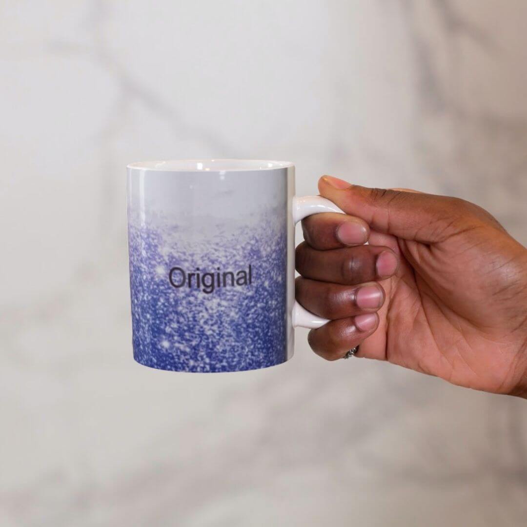 Glittery Blue  Monogram Mug