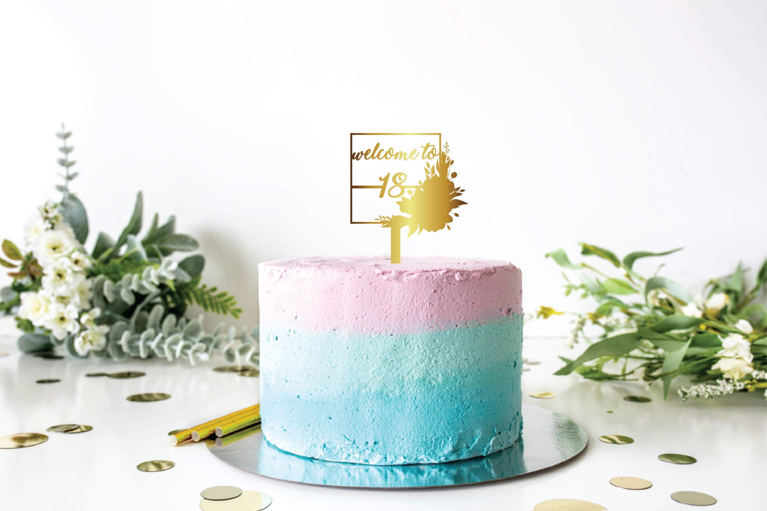 Welcome to '18' Gold Cake Topper