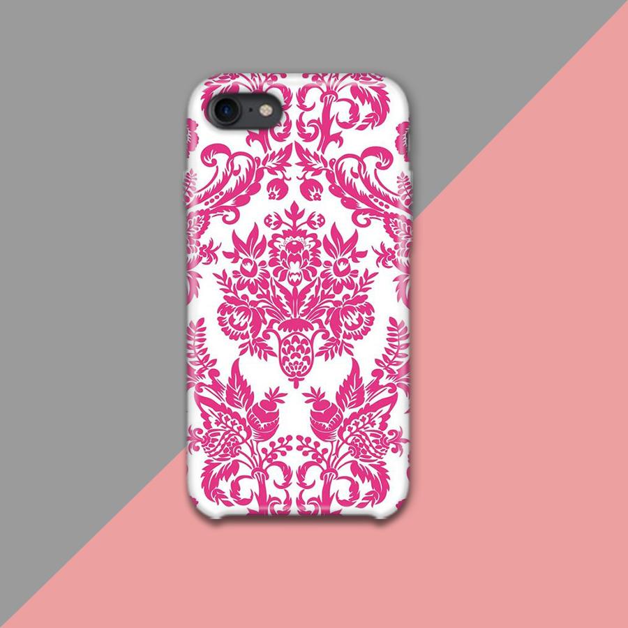 Pink and White Motive Pattern Design Phone Case