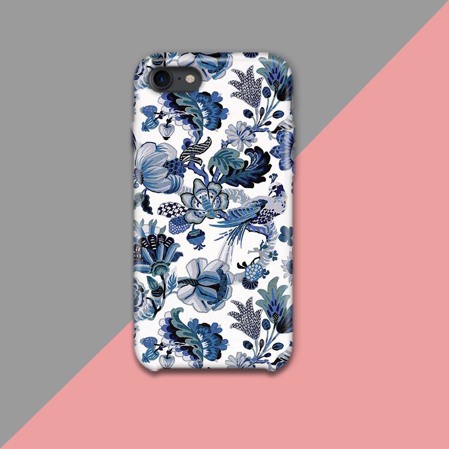 Blue black and White Flowers Design Phone Case - Muggay.com - Mugs - Printing shop - truck Art mugs - Mug printing - Customized printing - Digital printing - Muggay