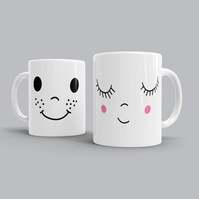 Dot(ty) Eyes, Pinky Cheeks Couple Mugs