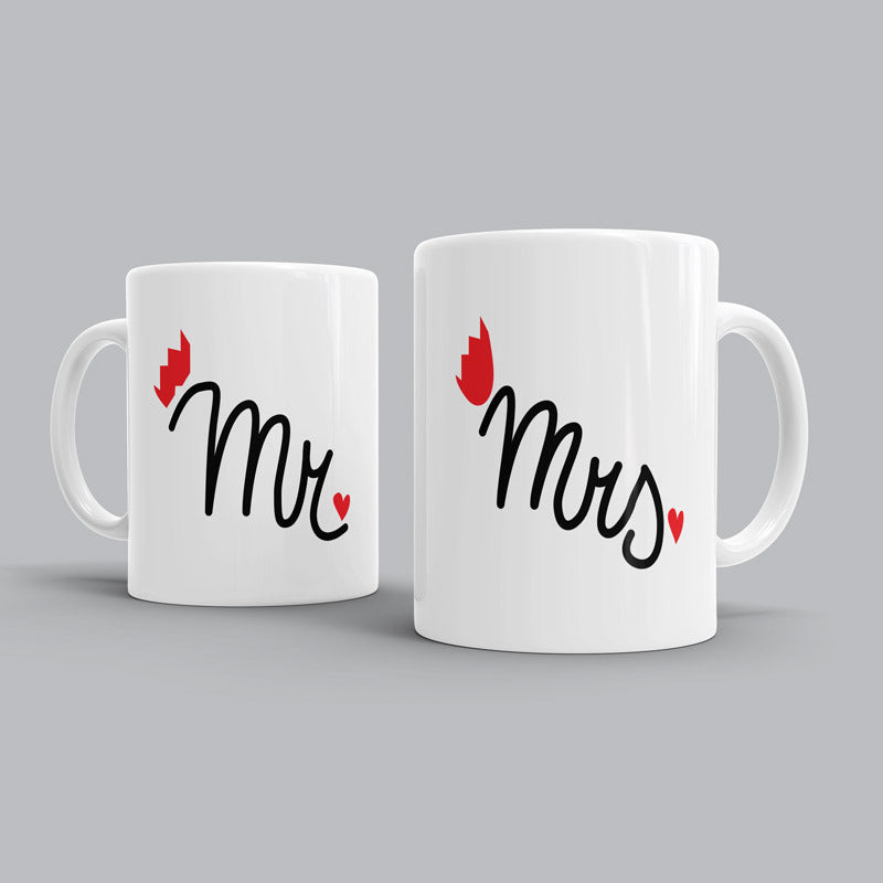 Mr & Mrs heart Couple Mugs