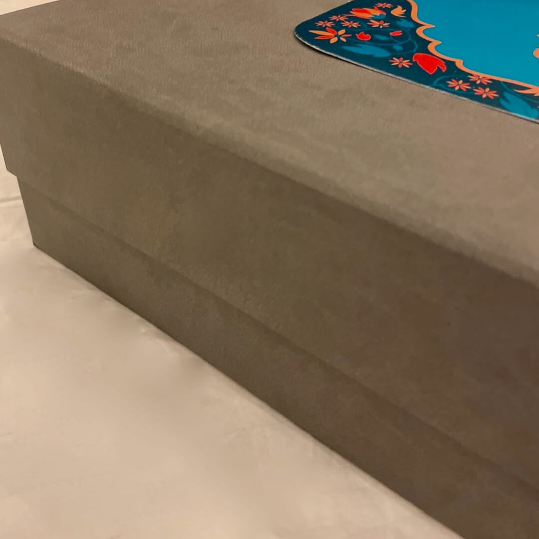 Grey Gift Box, Teal Motif Grey Gift Box, Teal Motif