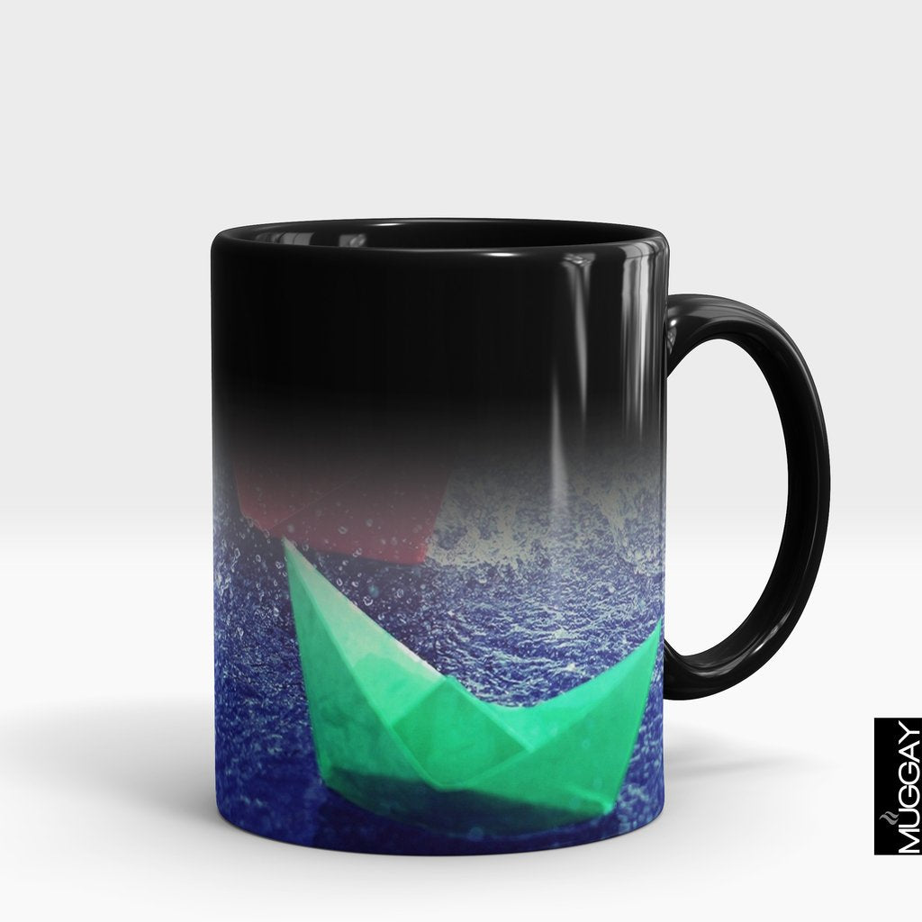 'Paper Boats in Rain' Lover Mug 'Paper Boats in Rain' Lover Mug