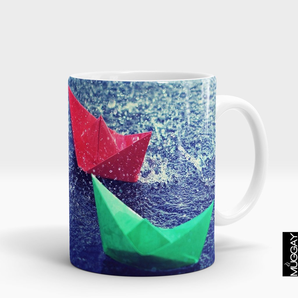 'Paper Boats in Rain' Lover Mug 'Paper Boats in Rain' Lover Mug