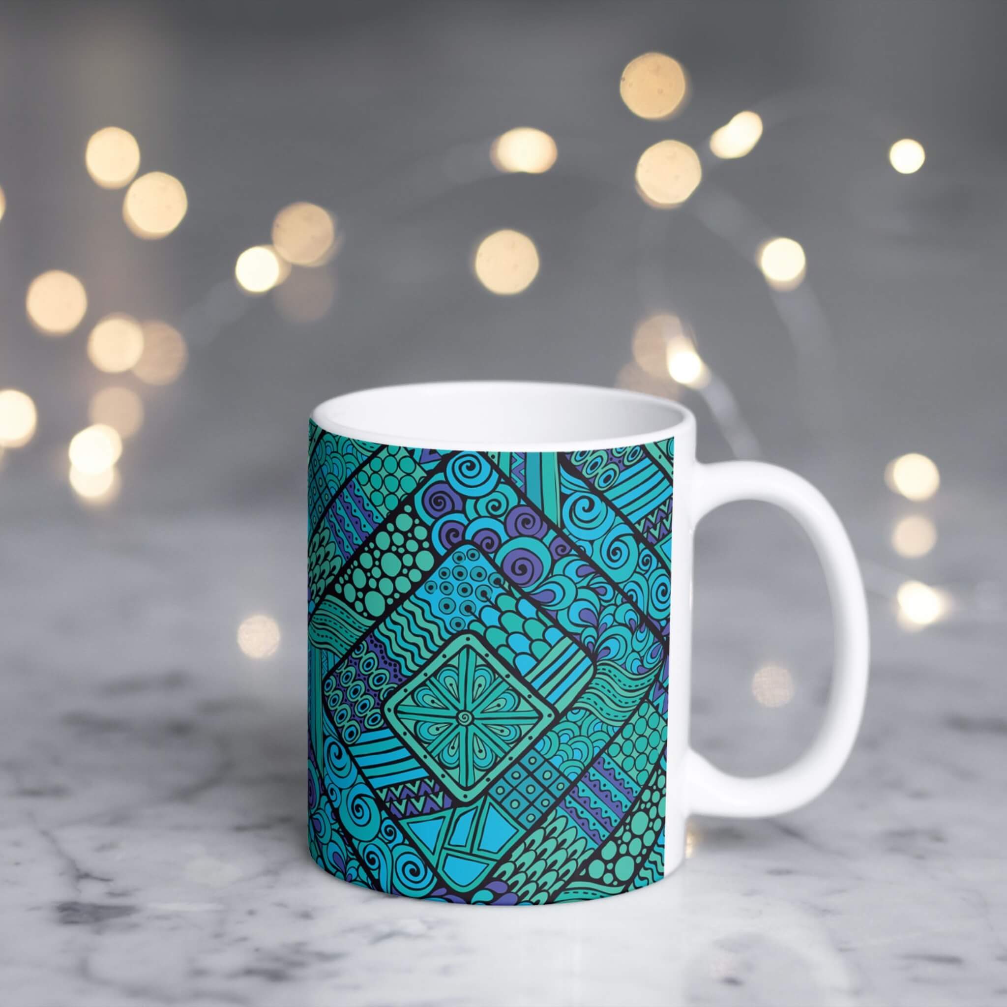 Blue Green Linear Marrakech Mug