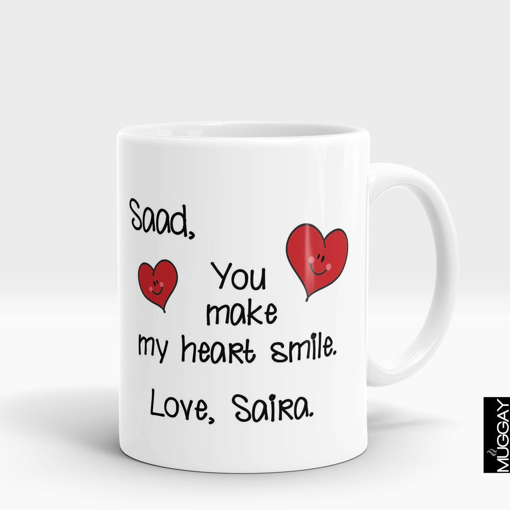 'You Make My Heart Smile' Valentine Mug
