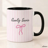 Customized Name Mug Bow Lines Pink