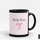 Customized Name Mug Bow Lines Pink