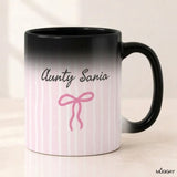 Customized Name Mug Bow Lines Pink