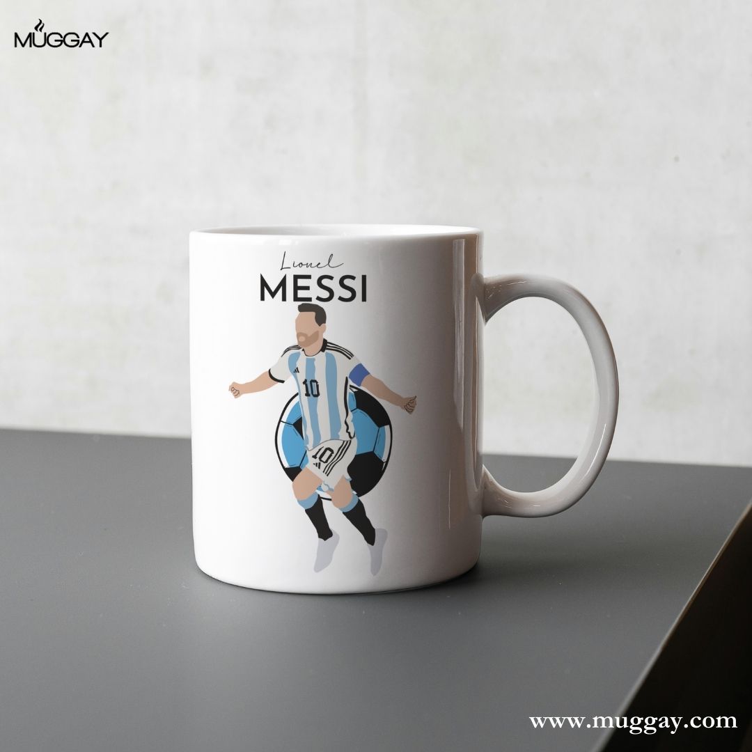Messi Signature Blue Football | Football Mug
