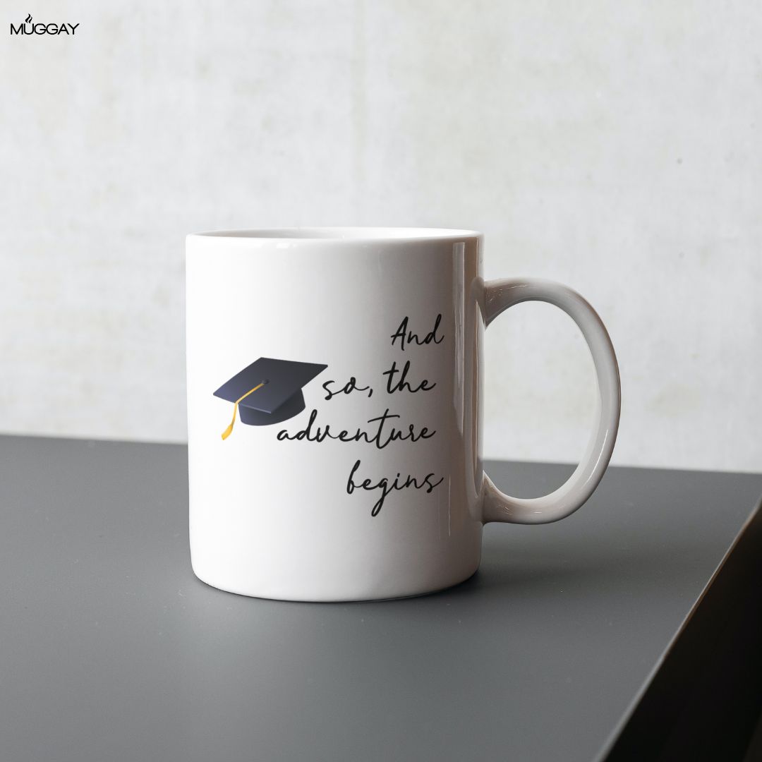 Adventure Begins Graduation Mug