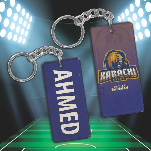 Karachi Kings metal keychain with your own name