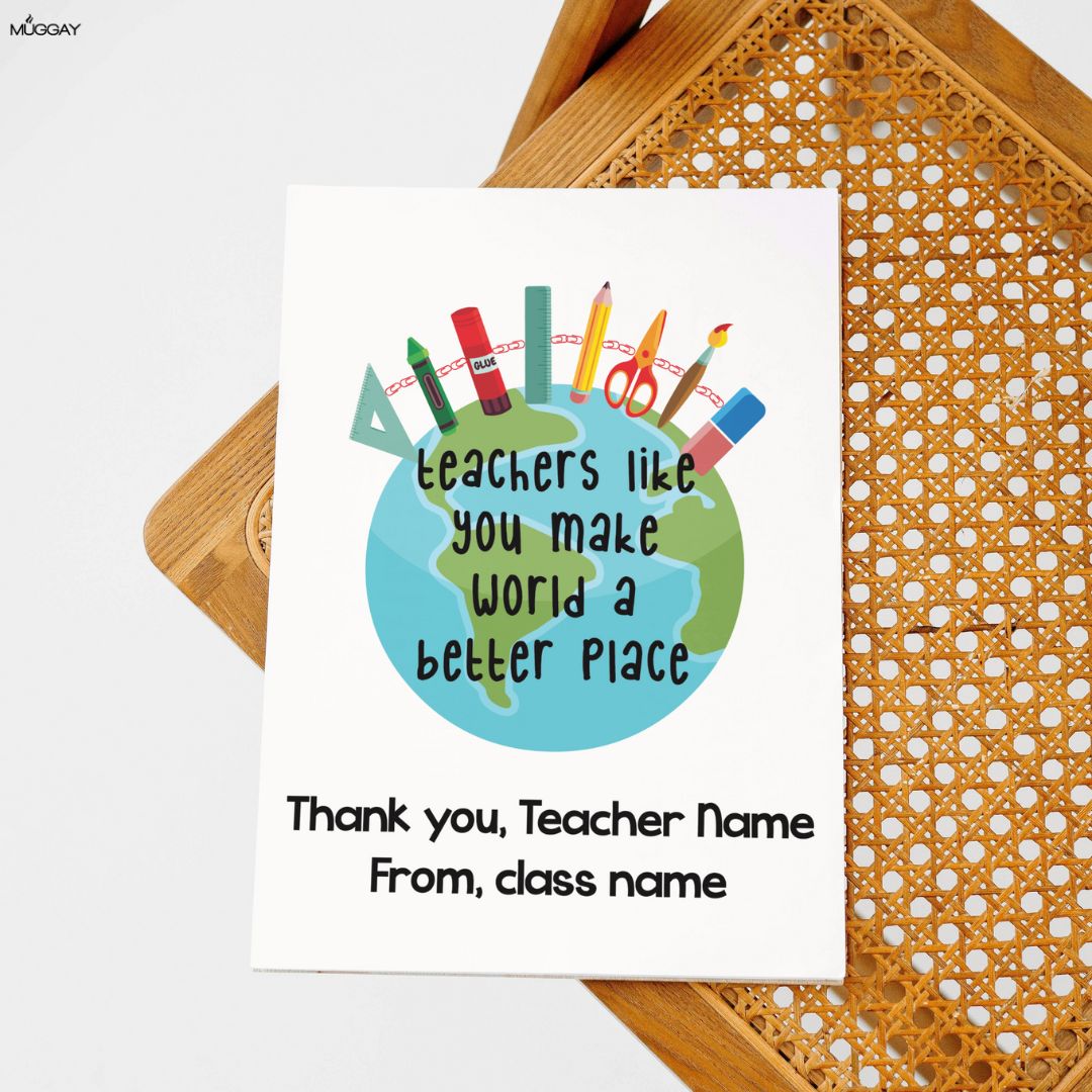 Personalized World Better Place | Cards for Teachers