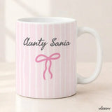 Customized Name Mug Bow Lines Pink