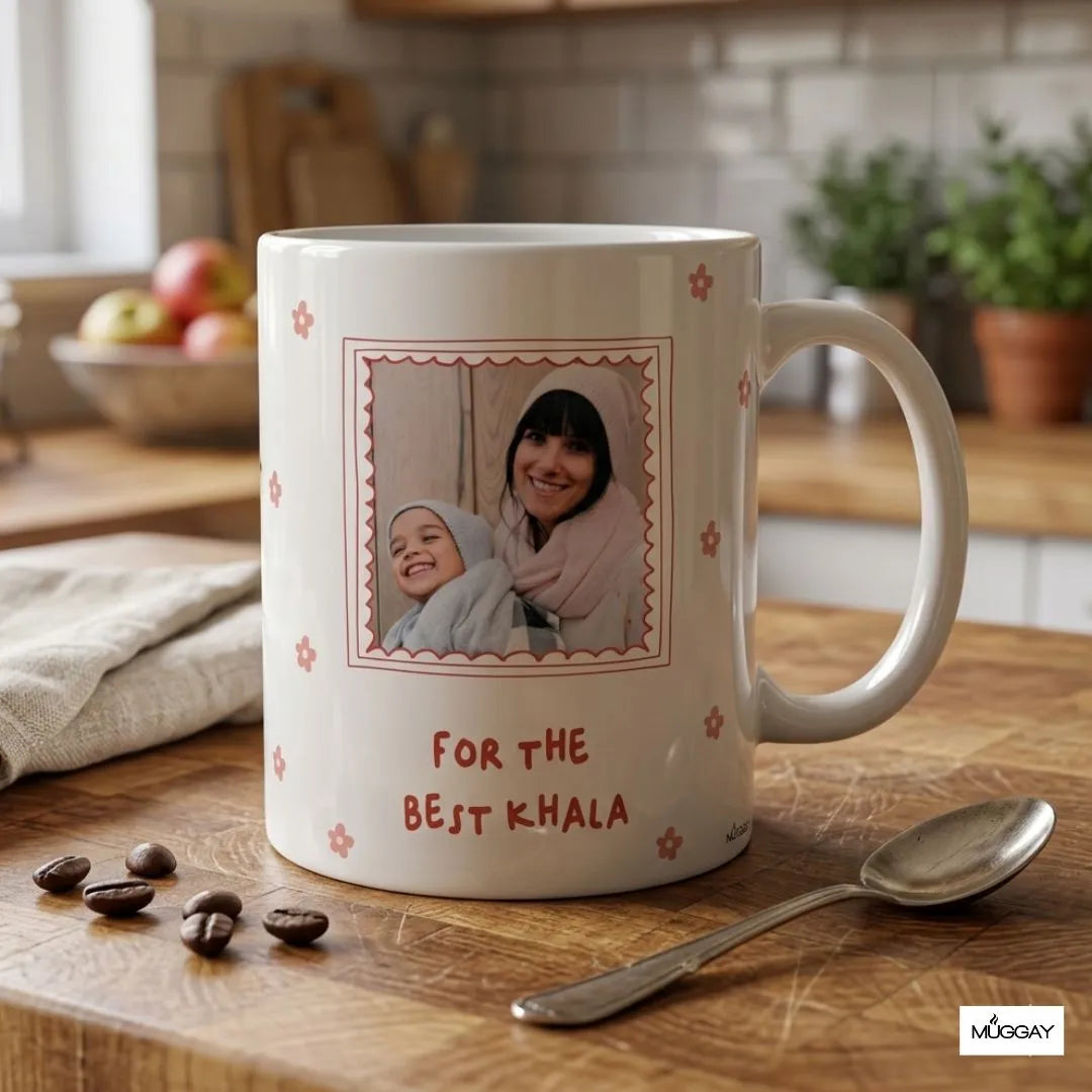 Personalized Mother’s Day mug for Khalas with custom image  printed . 