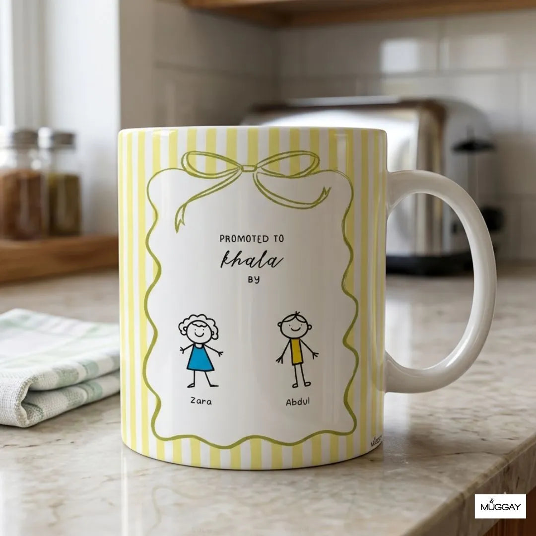 Celebrate the love for Khala with our “Loved By” personalized mug for Khala,  featuring custom names of children. 