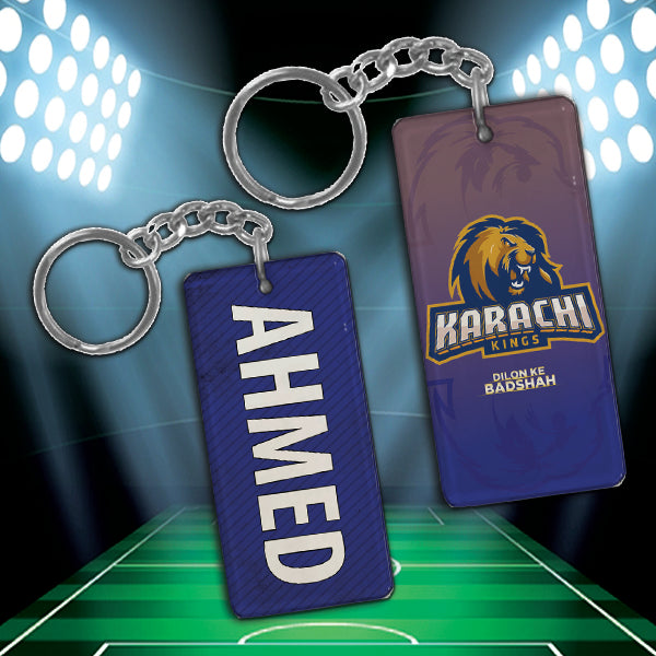 Karachi Kings metal keychain with your own name