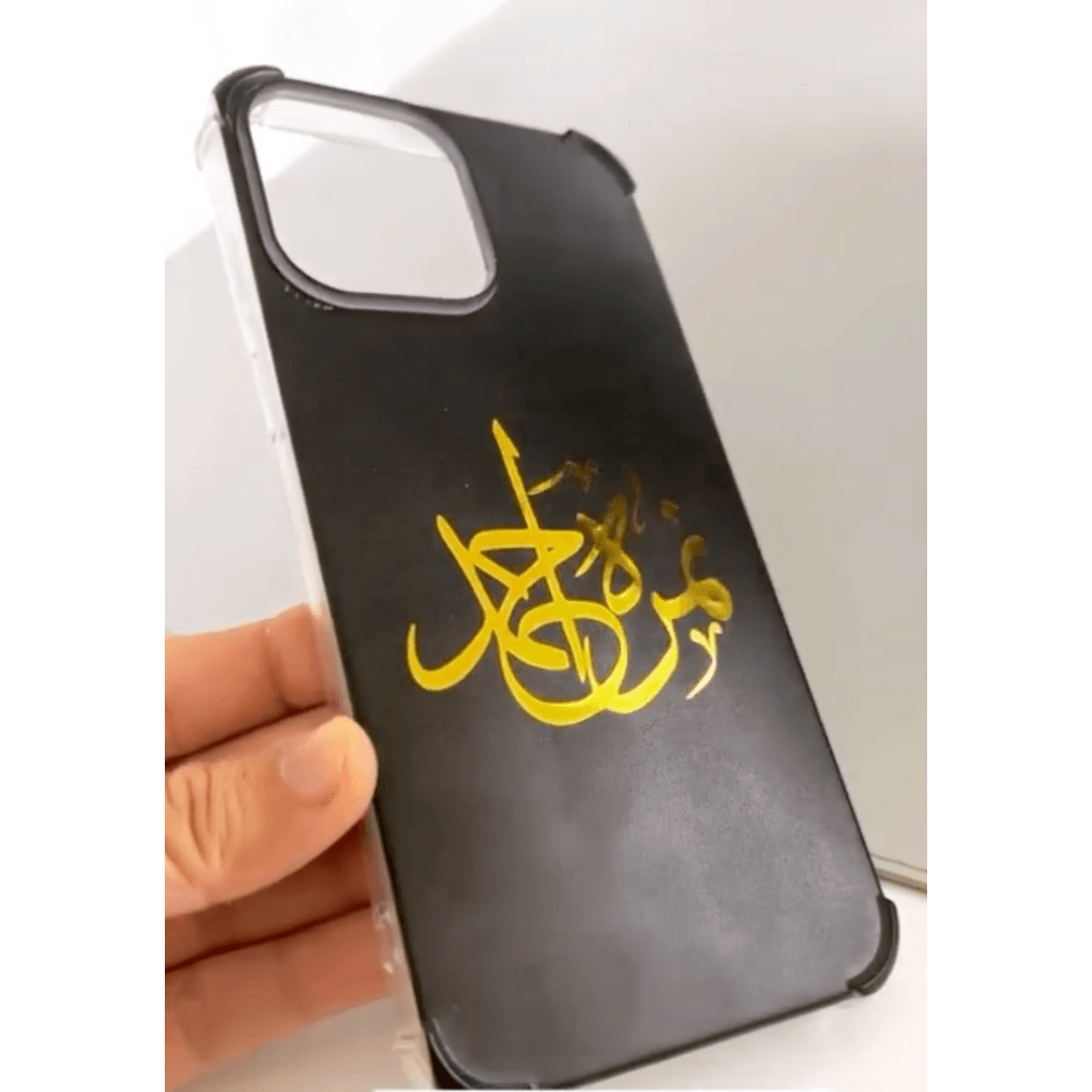 Customized Calligraphy phone case black background