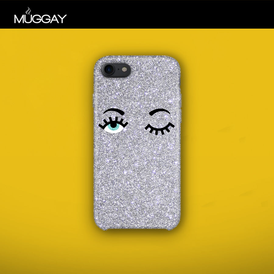Mobile Covers - Silver Glitter with eyes