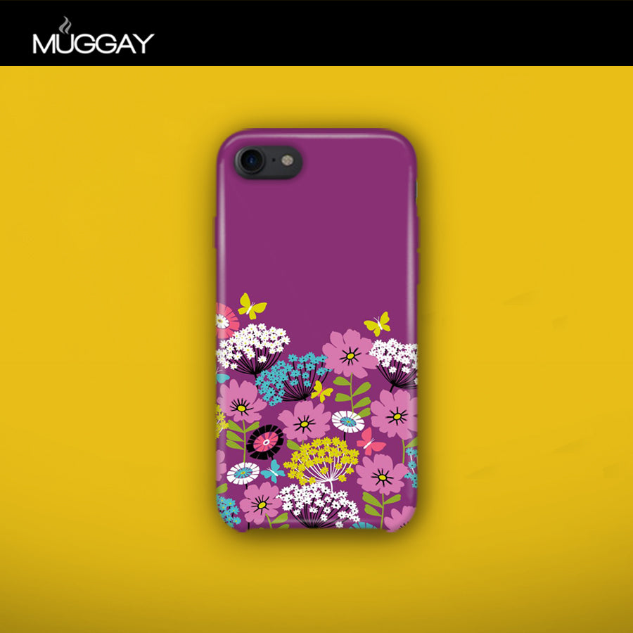 Mobile Covers - Flowers with purple background