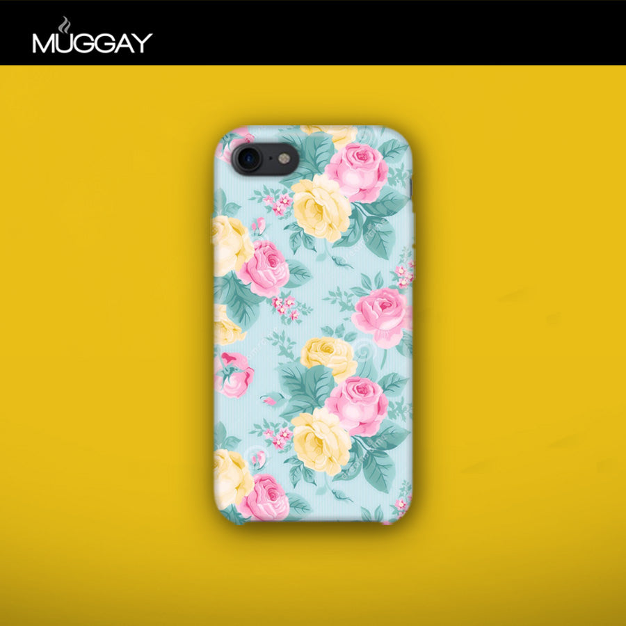 Mobile Covers -  Flowers with blue background