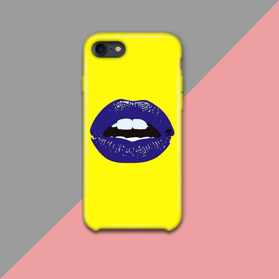 Purple Lips with Yellow Background Design Phone Case