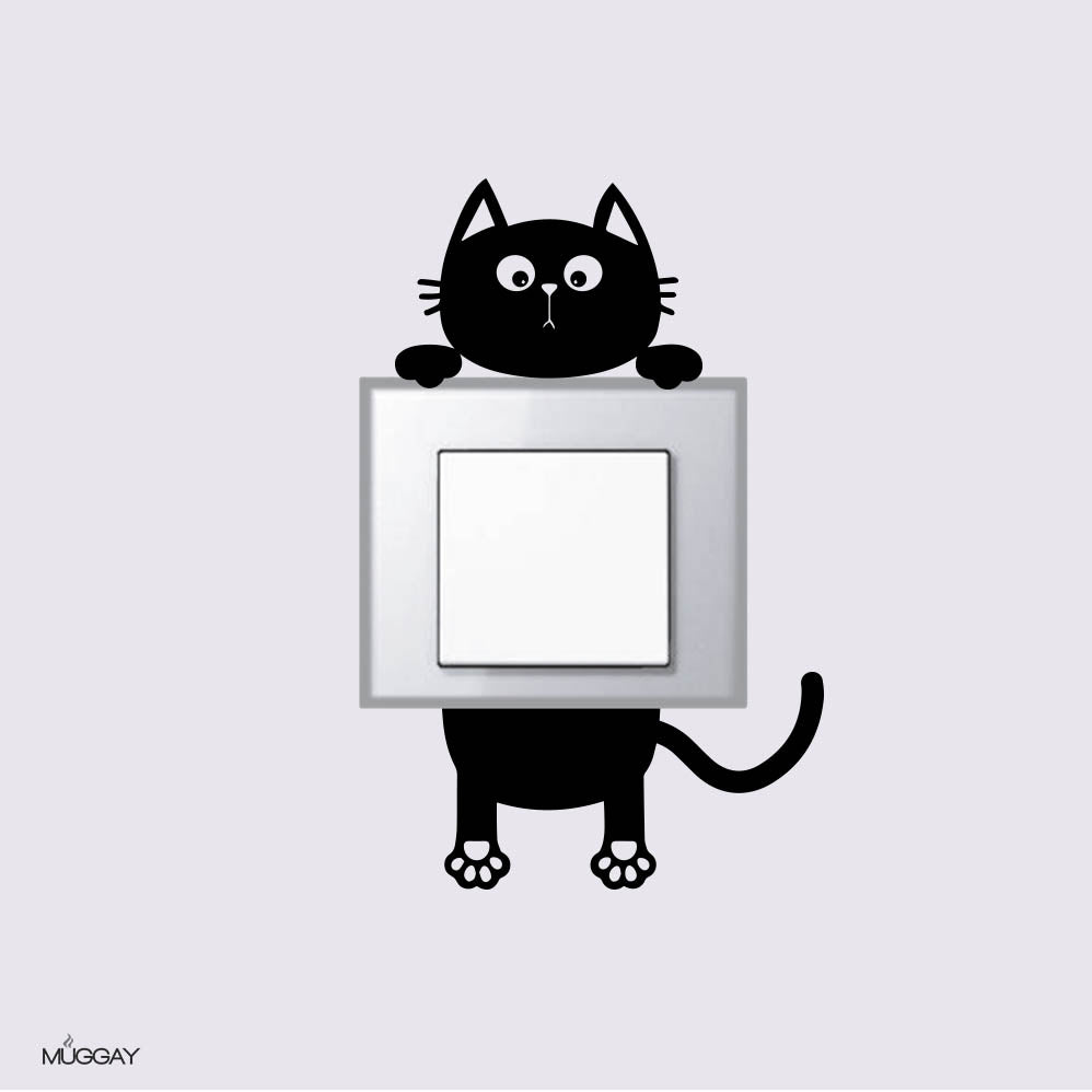 Hanging cat switch decal - Sticker