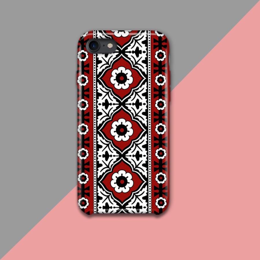 Red and White Sindhi Ajrak Design Phone Case