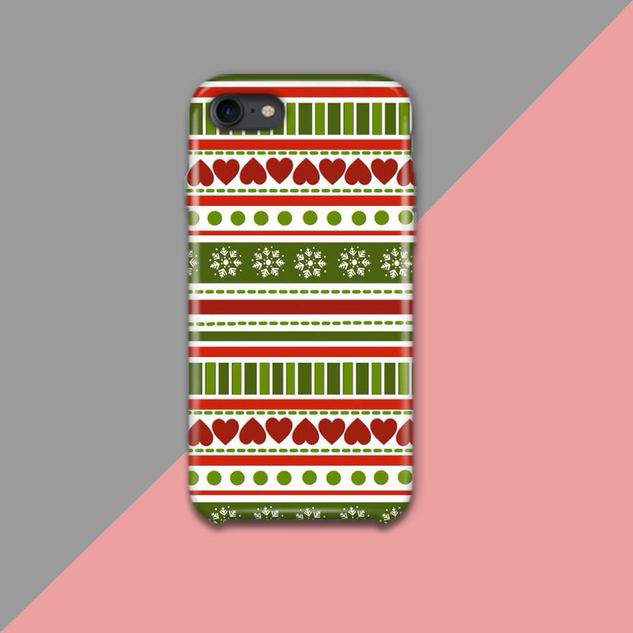 Red Heart And Green lines Pattern Design Phone Case