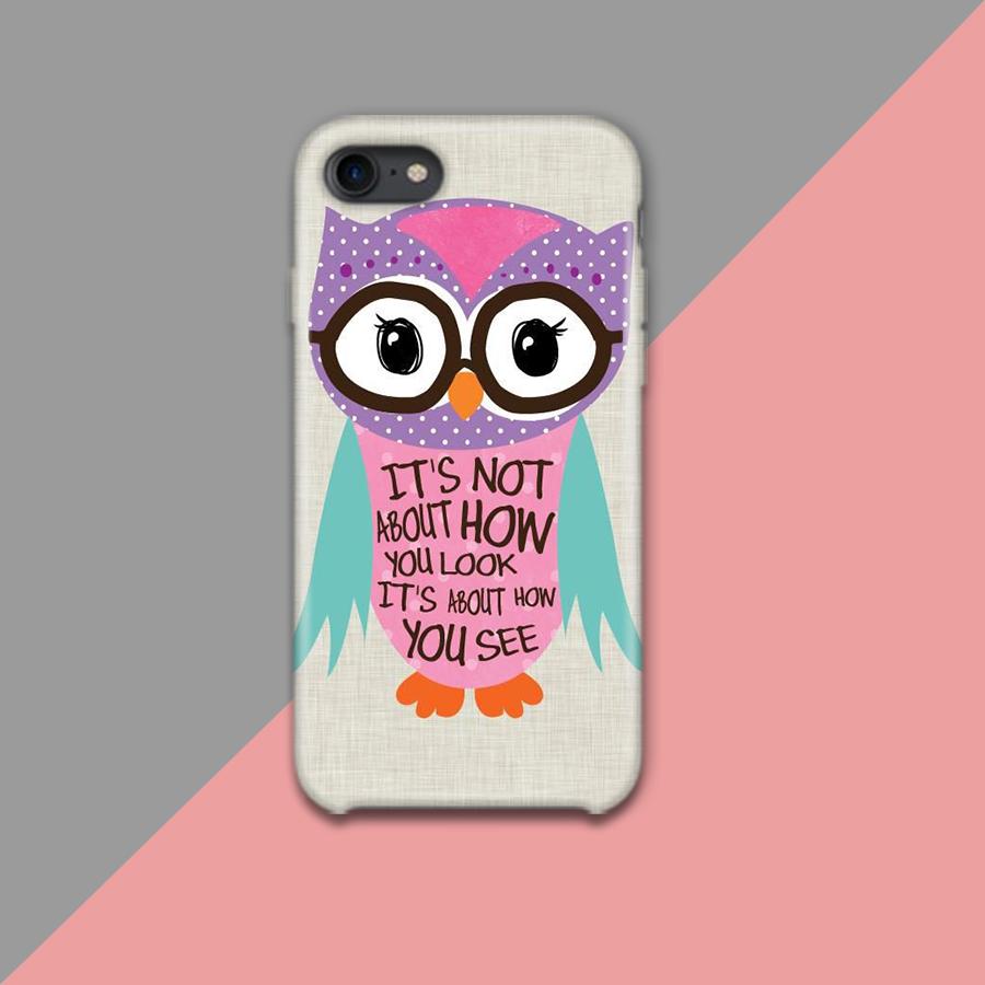 Its not about how you look with owl and light gray background you Design Phone Case