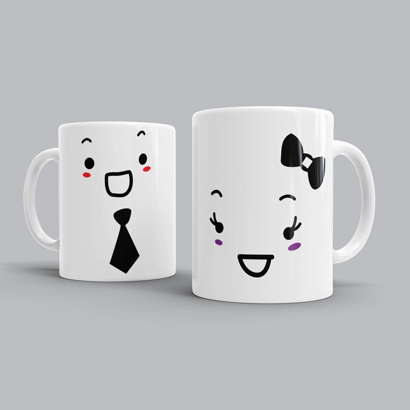 Bow & Tie heart Couple Mugs