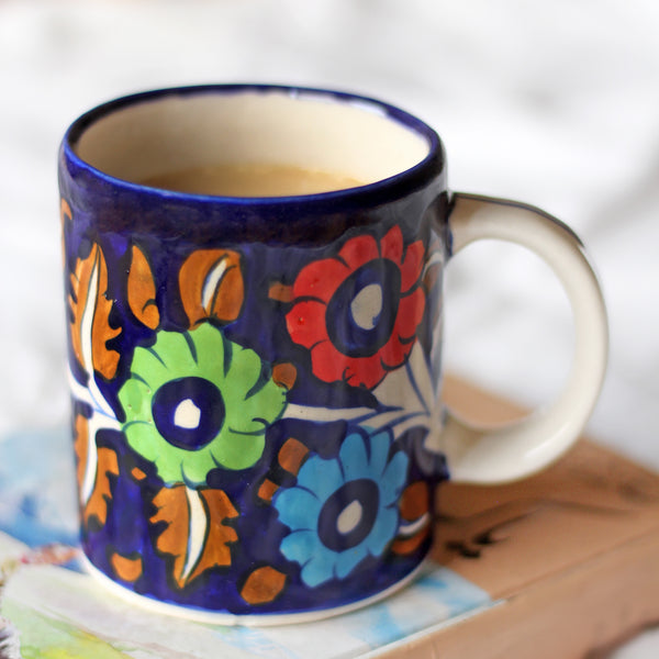 Colored Flowers, Dark Blue Base