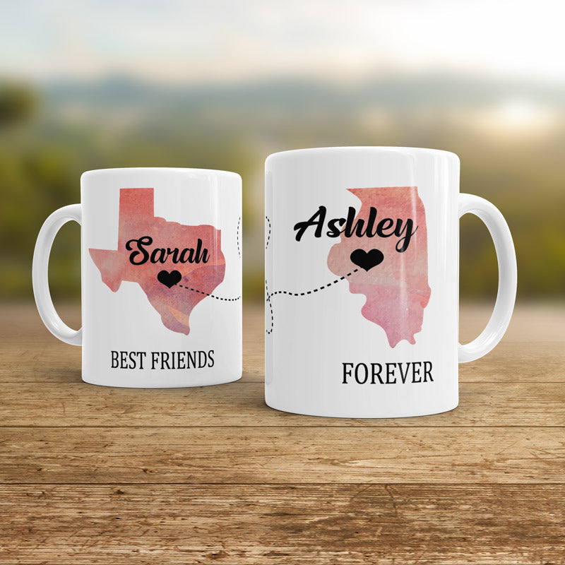 Map best friends  pair mug