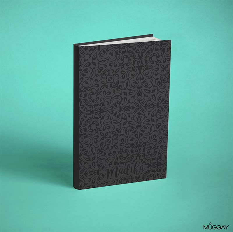 Black Faux Leather Diary with Oriental Texture