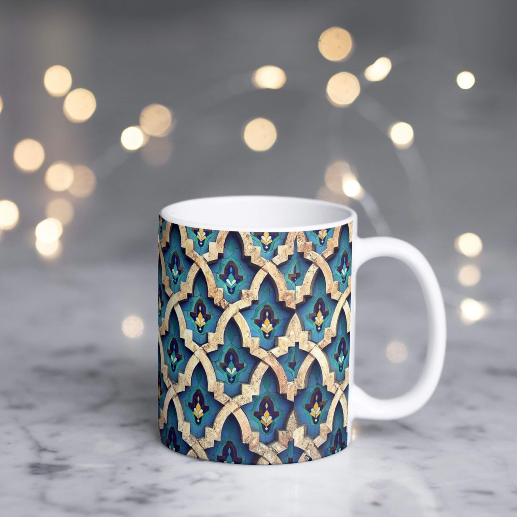 Blue Motif with Beige Marrakech Mug